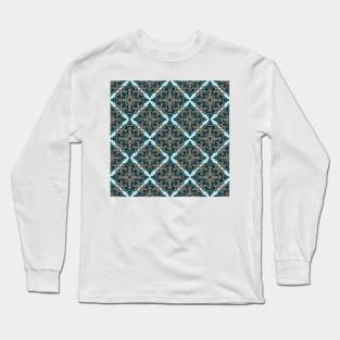 Blue Geometric Pattern Long Sleeve T-Shirt